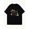 Oversized T Shirt Black Created With A Purpose Floral Print And Text Casual Wear For Women