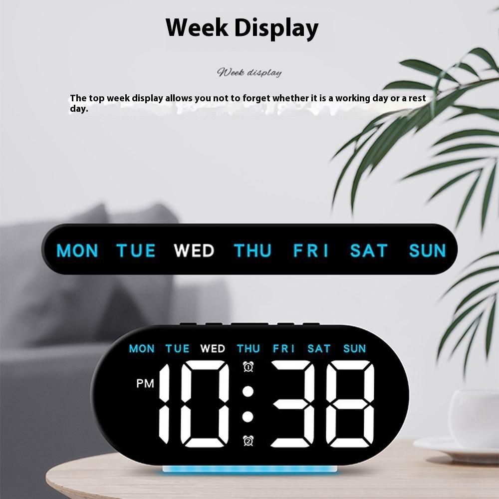 GH8035 Multifunctional LED Digital Alarm Clock Large Display Bedside Clock with Ambient Light