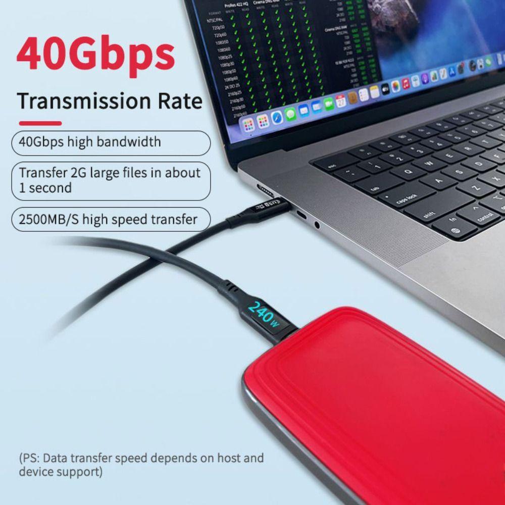 40Gbps Power Meter Digital Display Type-C Line Fashion USB-C Charging Cable  Laptop