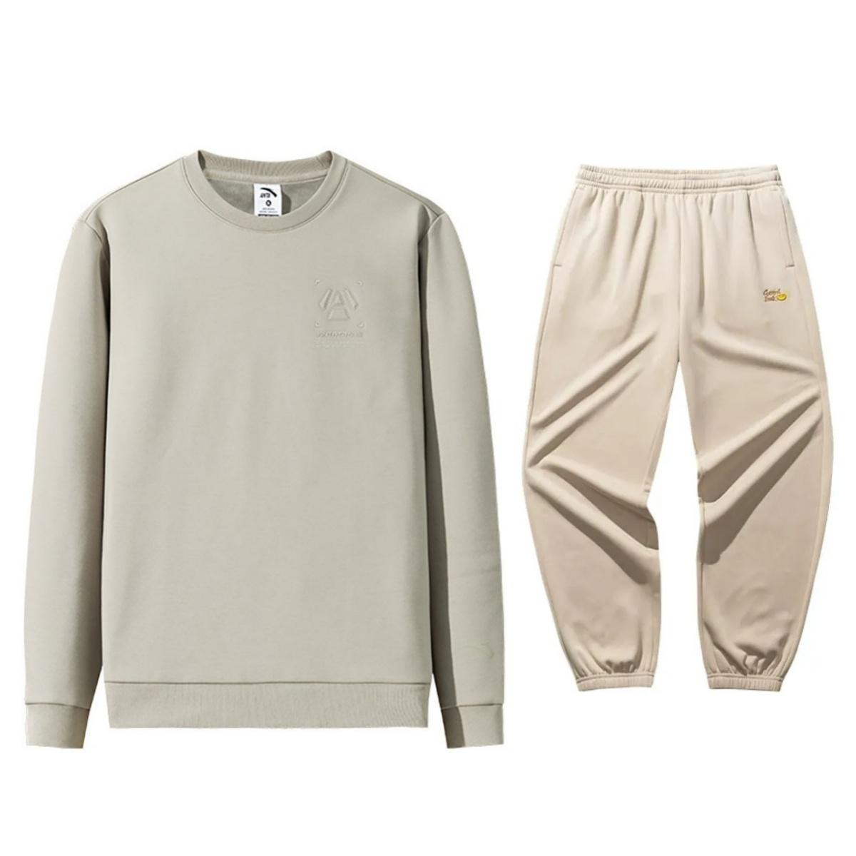 

Anta Solid Color Warm Fleece Hoodie And Cuffed Loose Fit Sweatpants Sports Suit Men sweatshirt and pants 152447727N-1+972518301-1 M