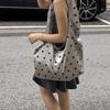 2025 New Niche Design Silver Polka Dot Bag Satin Tote Bag Versatile Commuter Lightweight Shoulder Bag Underarm Bag