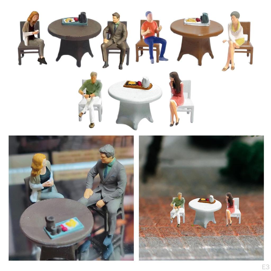 1/64 Men and Women Chatting Model People Figurines Chair Table Tiny for Diorama