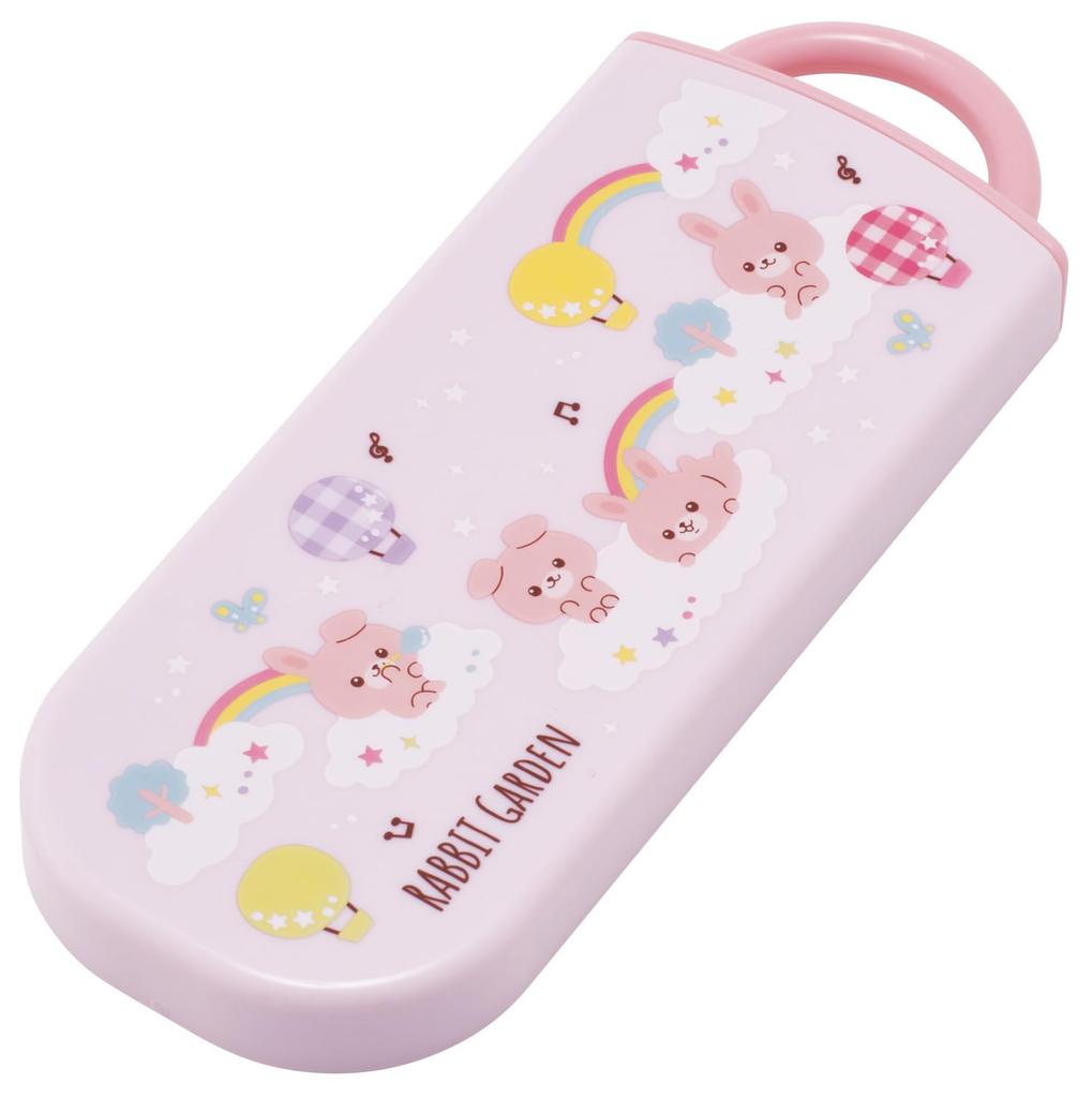 Skater Lunch Box Trio and Antibacterial Cutlery with Made in Rabbit TACC2AG69600 Kids' Set, Chopsticks, Spoon, Fork, Easy-Opening Slide-Out Design,