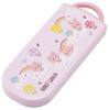 Skater Lunch Box Trio and Antibacterial Cutlery with Made in Rabbit TACC2AG69600 Kids' Set, Chopsticks, Spoon, Fork, Easy-Opening Slide-Out Design,
