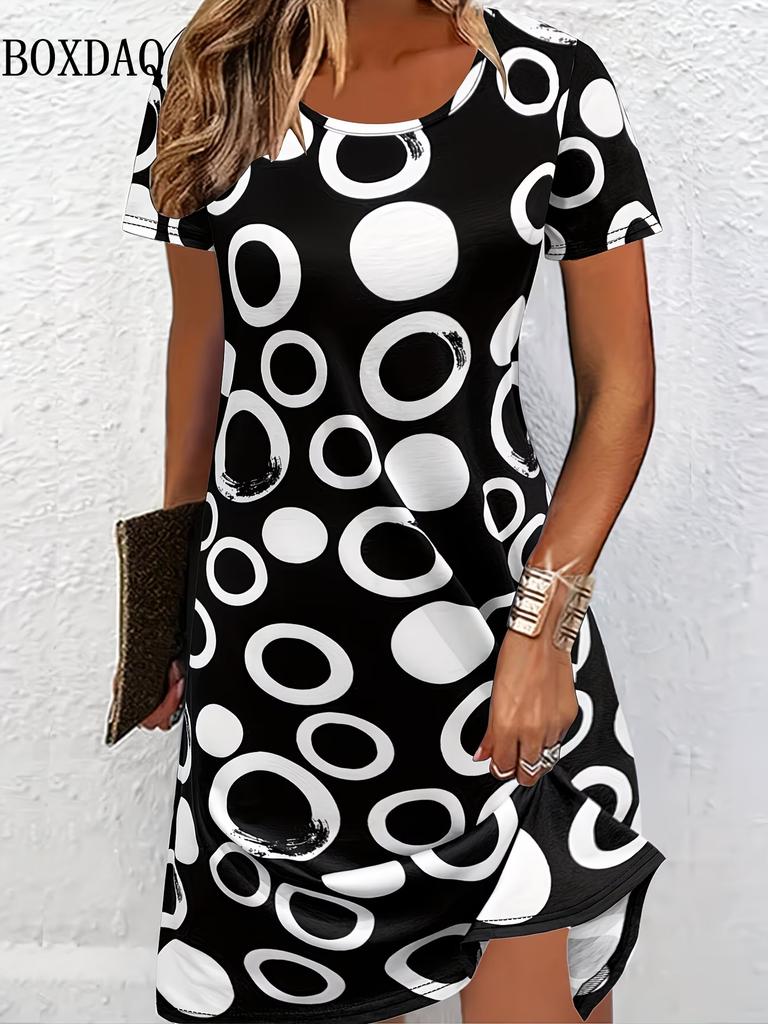 2026 New Summer Fashion Elegant Women's Dress Loose Casual Short Sleeve Dress Women Flowers Printed Dress Vestidos