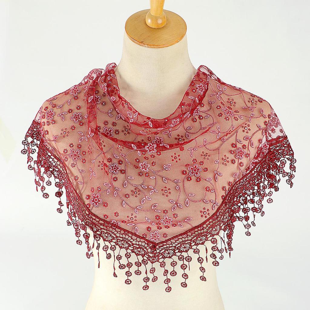Sciarpa a scialle triangolare con stampa floreale, moda donna per primavera e autunno