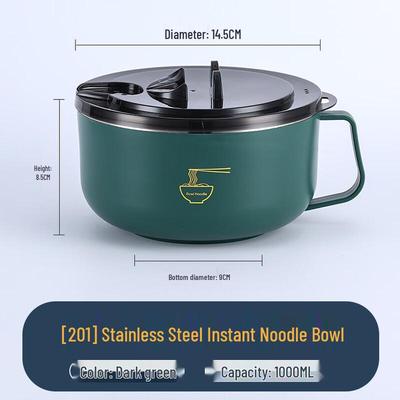 Portable Stainless Steel Drainable Instant Noodle Bowl