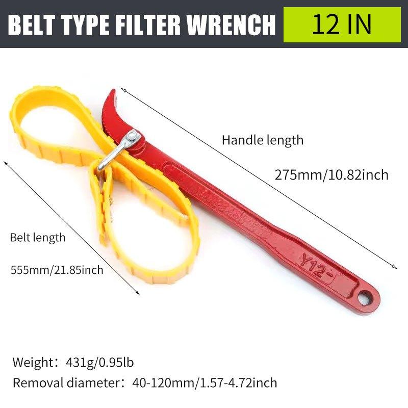 8/12 Inch Adjustable Belt Wrench Oil Filter Puller Removal Tool Strap Spanner Wrench Chain Wrench Strap Opener Disassembly Tool