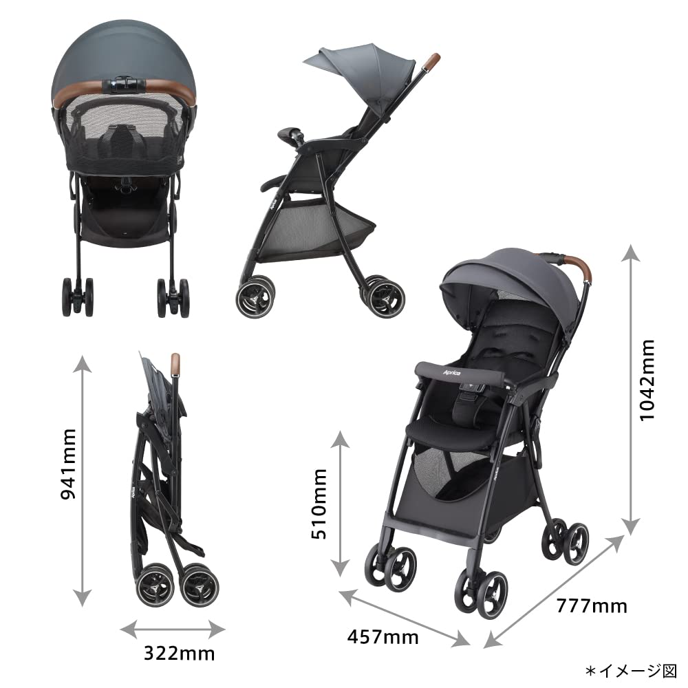 Aprica B-Type Stroller with Magical Air Cushion AD, for Babies 7-36 Months, Lightweight and Compact (Beige), Model 2157210