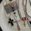 Gothic Y2K Punk Red Butterfly Black Heart Cross Pendent Chain Necklaces For Women Men Halloween Grunge EMO Jewelry Accessories