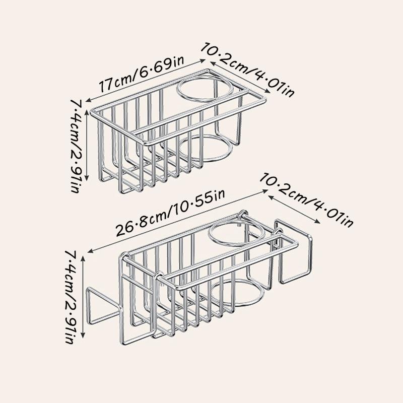 Punch-Free Kitchen Sink Organizer Rack,Sink Caddy,Multi Compartment Sponge Brush Dishcloth Storage Holder,dish Brush Holder