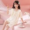 Girls Cotton Pajama Set Short Sleeve Princess Style Sleepwear Kids 8 Years Lightweight Home Wear
