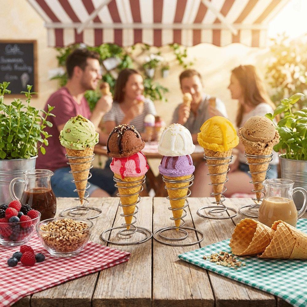 Kuželový pružinový držák na kornouty na zmrzlinu Kovový koš Displej na hranolky Svatba Dekorace