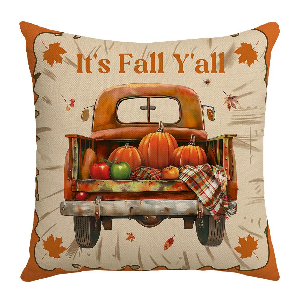 New Thanksgiving Autumn Cushion Pumpkin Maple Leaf Letter Print Sofa Cushion Cover Cushion Decoration
