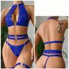Women's Lingerie Set Transparent Mesh Lace Steel Chain Bra Thong Lingerie Sexy Bra