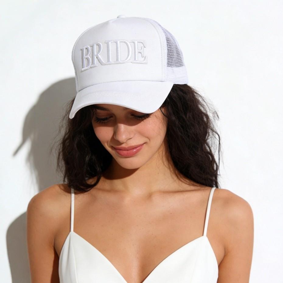 Bride Embroidered Baseball Cap With Breathable Mesh Sun Hat For Bridal Ceremony