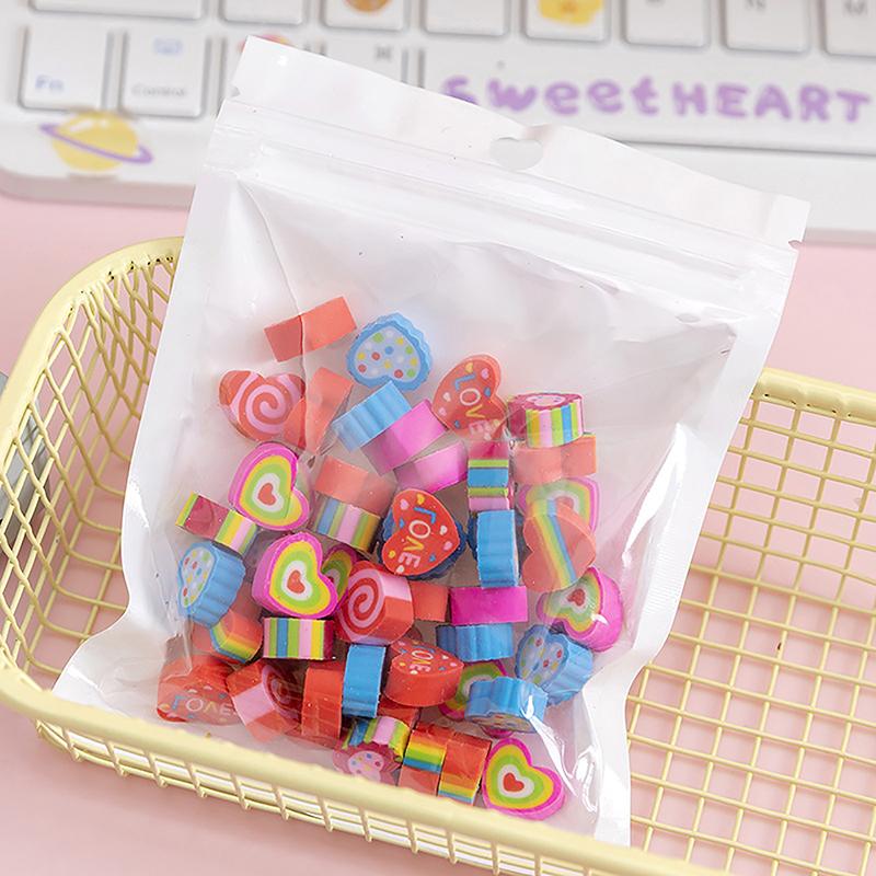 50Pcs/Bag Kawaii Eraser Creative Cartoon Mini Pencil Rubber Animal Fruit Christmas Erasers For Kids School Stationery Supplies