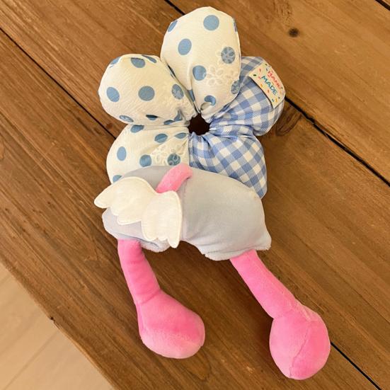 Hair Tie with Sufficient Elasticity Dot Print Lace Splicing Hair Flower Butt Design Hair Tope Buns Ponytails Half-Tied Hair Scrunchie
