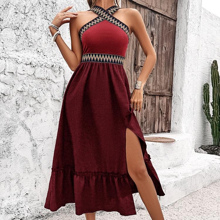 GMXIA Women's Summer Style Elegant Halter High Waist Dress