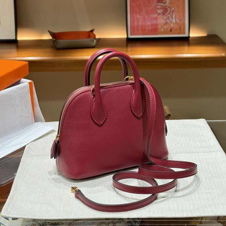 2026 new leather women's bag first layer cowhide method sheep pattern mini shell bag bowling ball portable oblique span women's bag