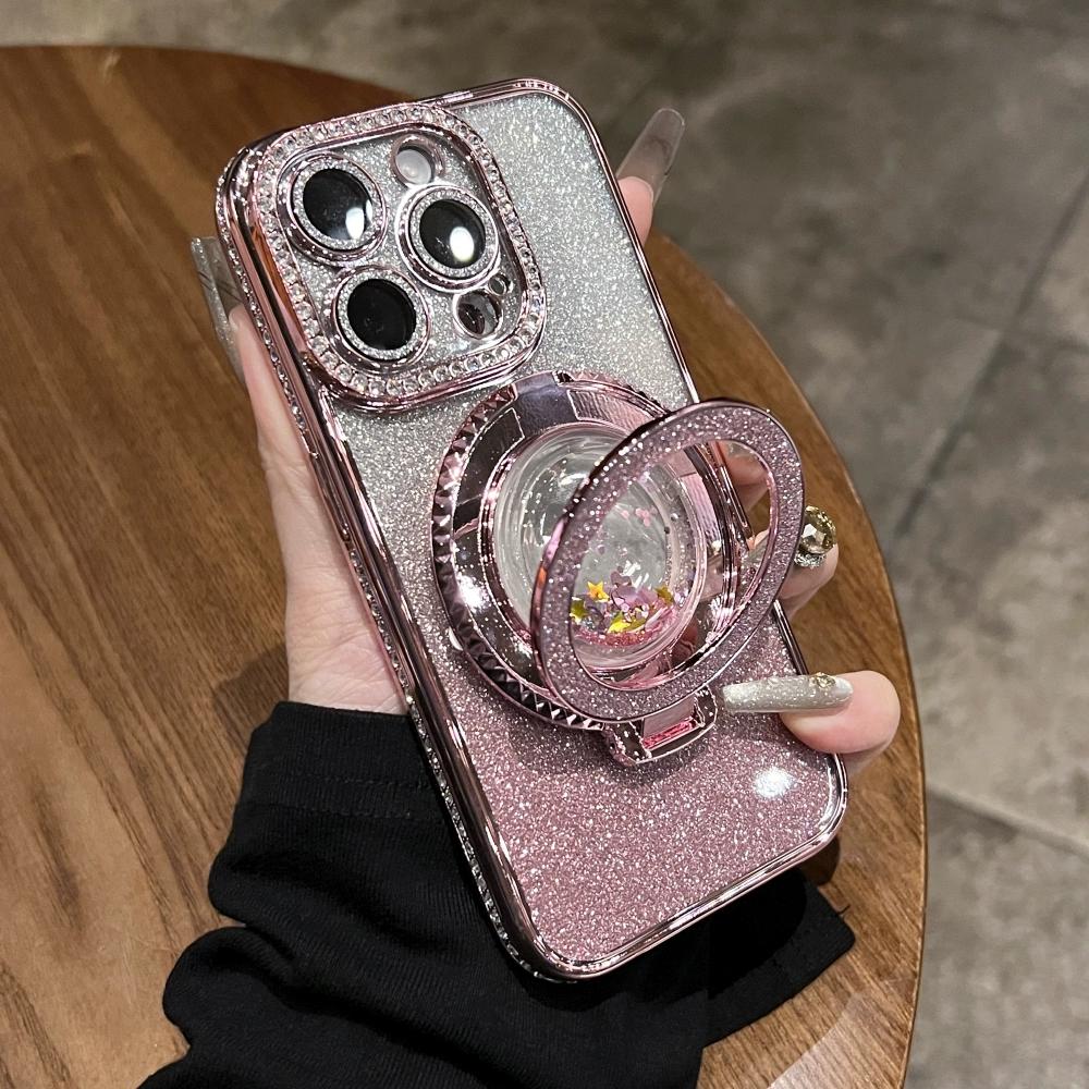 Luxury Diamond Glitter Clear Case For IPhone 15 11 12 13 14 Pro Max Plus Magsafe Magnetic Wireless Charge Quicksand Holder Cover