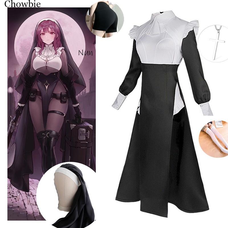 Sultry Chowbie Nun Cosplay Costume With Cross For Halloween