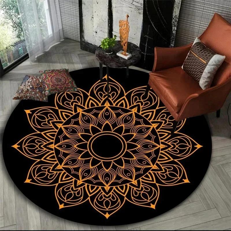 Bohemian Mandala Round Bedside Rug For Hanging Basket Computer Chair Floor Mat Meditation Yoga Mat Home Decoration