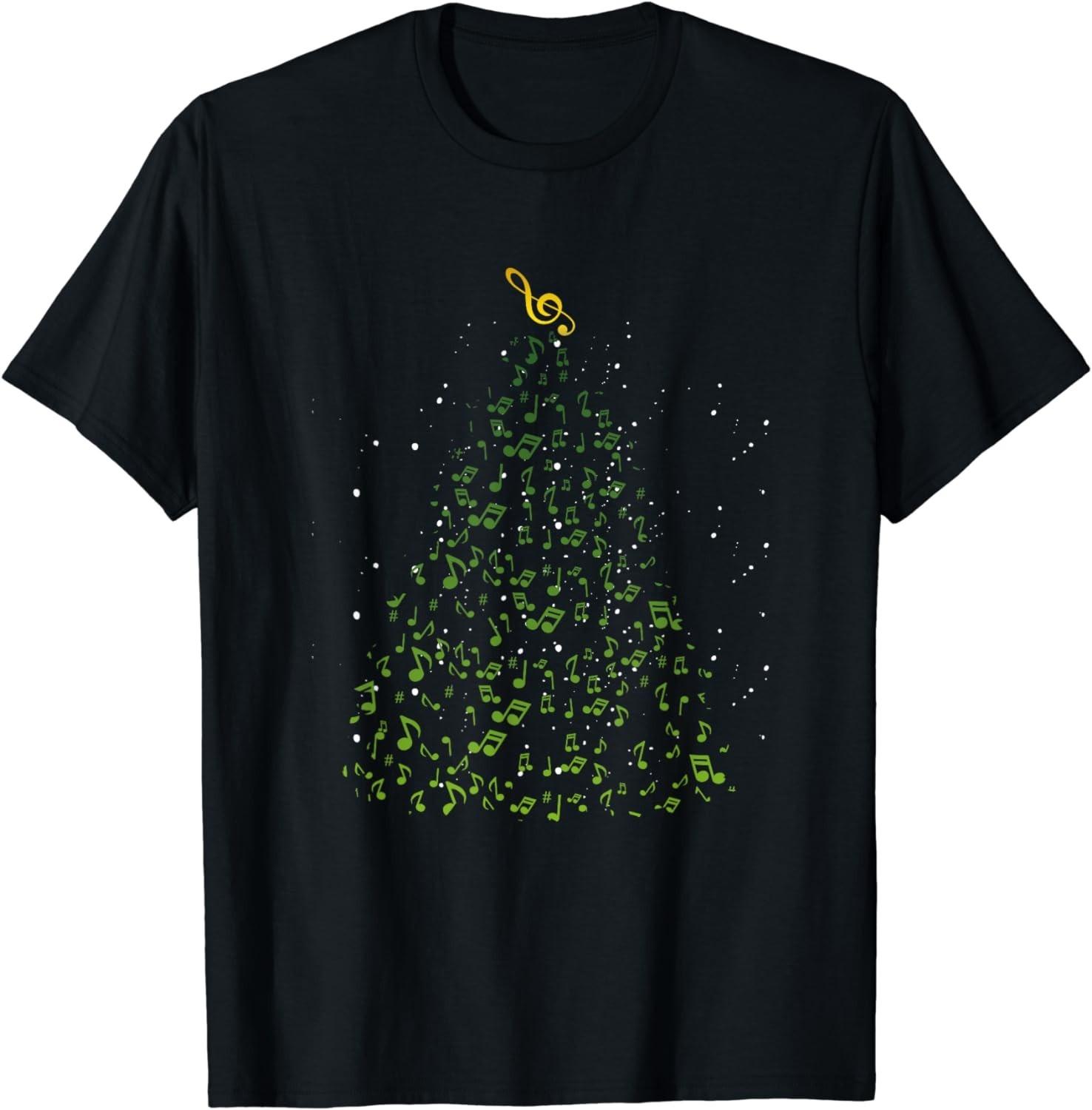 NEW LIMITED Musical Notes Funny Music Lover Musician Christmas Tee - MADE IN USA XL