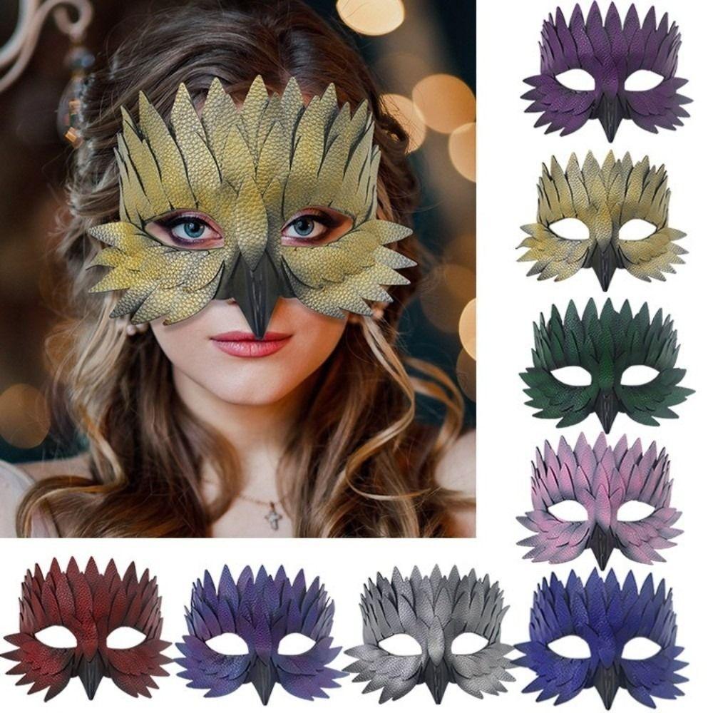 Colorful Feather Half Face Mask Realistic Costume Party Mask Christmas Party