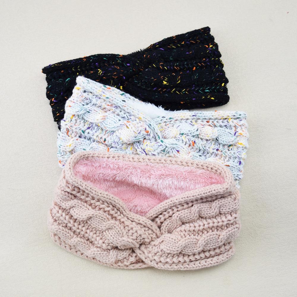 Winter Cross Knit Headband Thick Crochet Turban Knitted Ear Warmer with Plush Lining Ear Muffs Cold Weather Stocking Stuffers