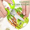 5-Layer Stainless Steel Kitchen Scissors - Versatile Onion and Vanilla Shredder for Barbecue and Indoor Use - Durable, Safe