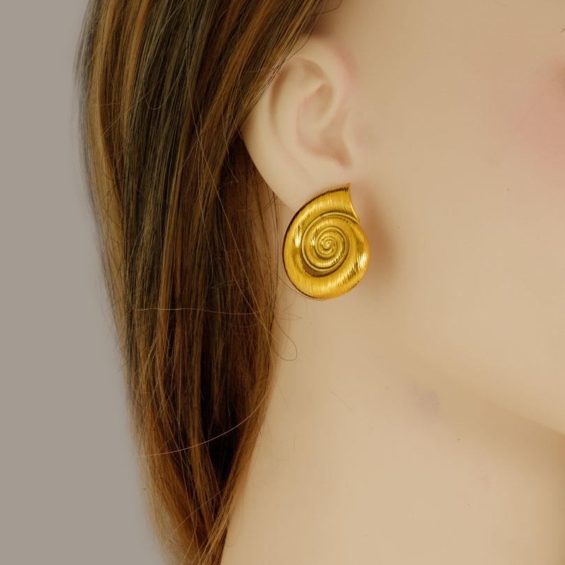 Ocean/Marine Animal Jewelry Set Real Gold Plated Stainless Steel Conch Necklace/Ear Studs/Rings For Women Accessories No Tarnish