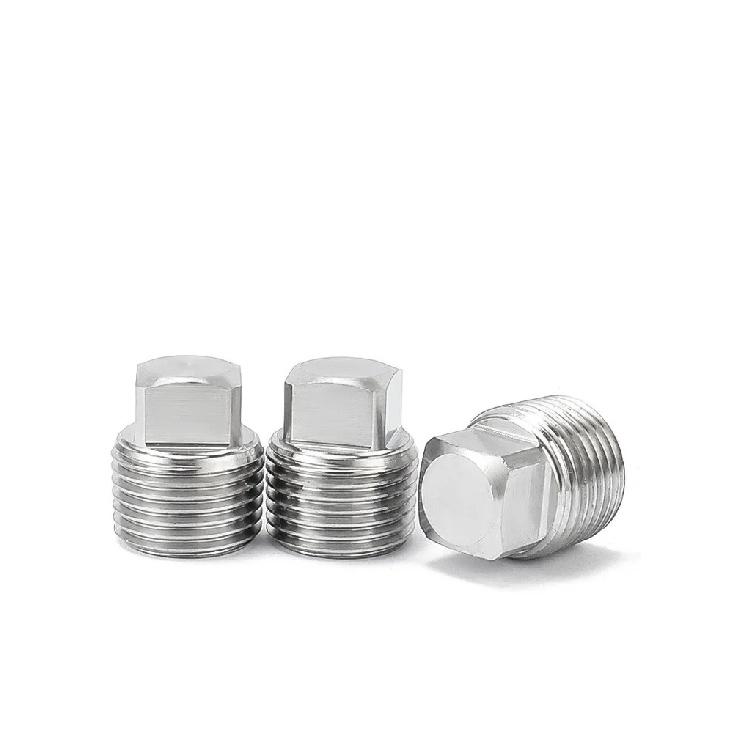 1 unidad 1/8" 1/4" 3/8" 1/2" 3/4" 1" 1-1/4" 1-1/2" 2" Pt Npt Macho Acero Inoxidable 304 Tapa Tapón de Extremo Cuadrado Accesorio de Tubería