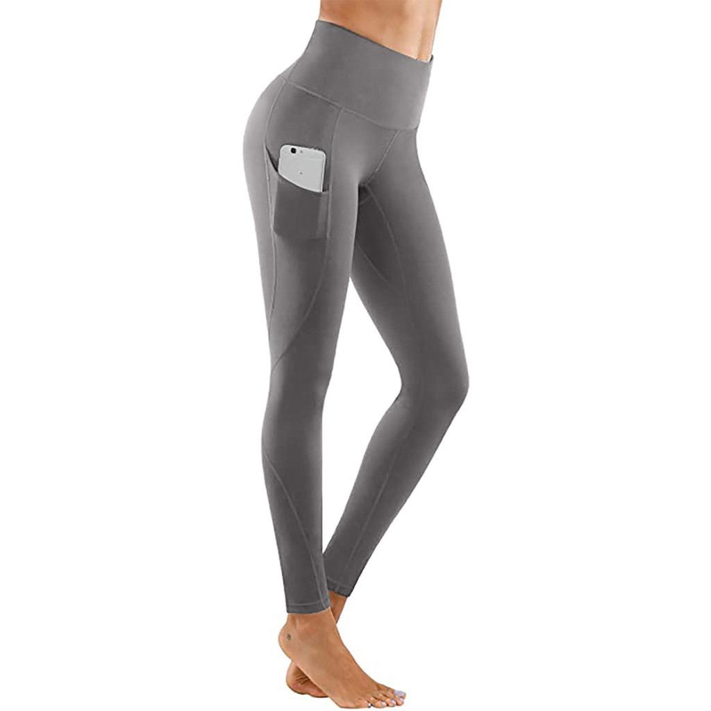 Yoga-Fitness-Leggings für Damen, Seitentaschen mit hoher Taille, enge Hosen für Outdoor-Sportarten für Damen