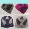 Wool Knit Hat For Women With Fourpetal Pattern Winter Fashion Headgear