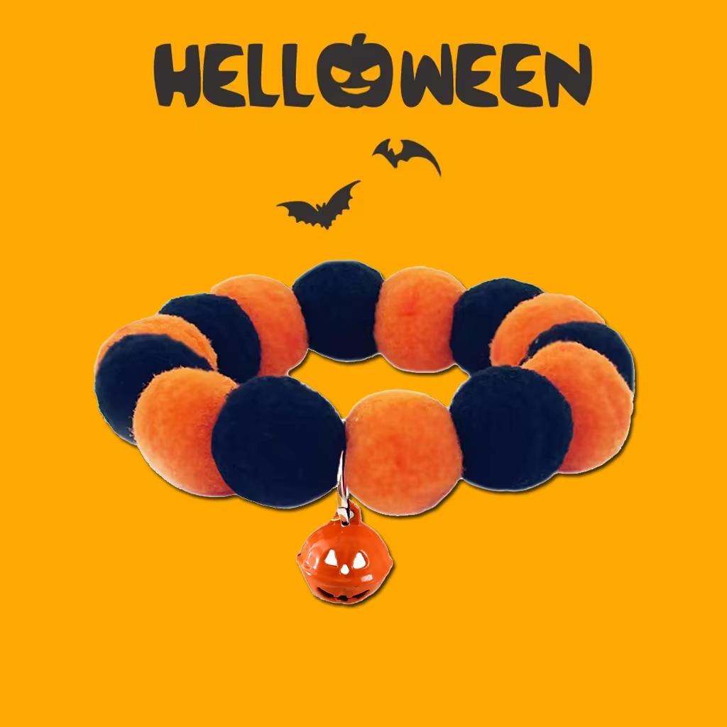 

Хелловін Нашийник з помпонами для домашніх тварин Хелловін Гарбуз Кішка Собака Намисто Собачі товари Шарф Осінньо-зимові сезони Смішні аксесуари