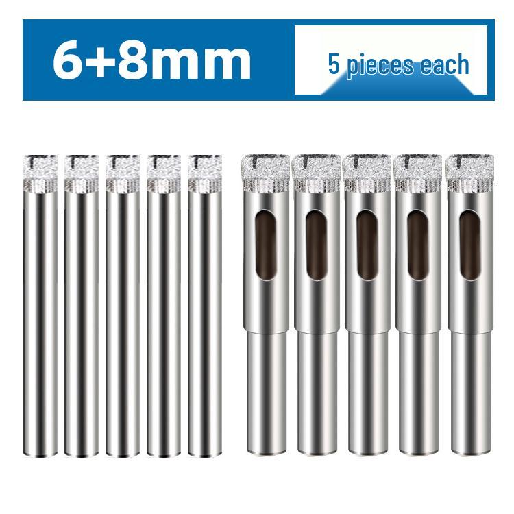 Diamond Grit Drill Bit for Glass, Tile, Marble, Jade & Rock Slab - Sizes 6/8/10/12