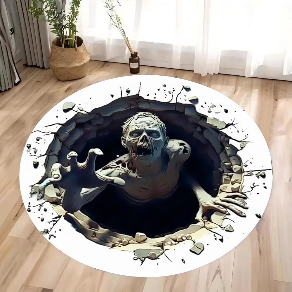 3D Halloween Horror Circular Carpet Doomsday Zombie Carpet Suitable for Bedroom Area Carpet Living Room Home Decoration Gifts