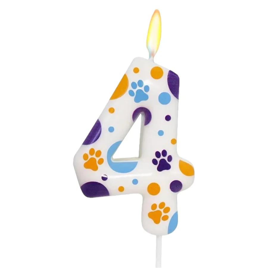 Birthday Candles Blue Dog Paw Themed Print Birthday Party Supplies Paw Cake Topper Decorations Birthday