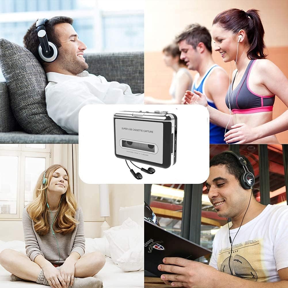 Cassette Tape Tape To MP3 Battery USB Includes Earphones Digitizer, Converter, & Powered, Portable, 3.5mm (Silver)