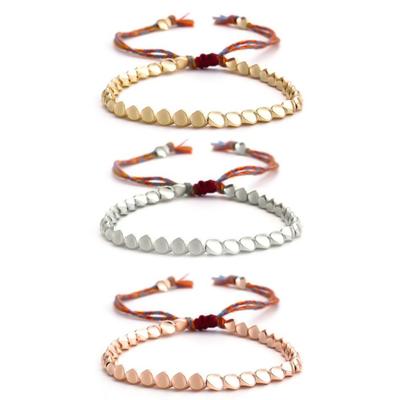 1 Stk. Geflochtene Armbänder Glücksbringer Handgefertigte Armreifen Kupferperlen Modeschmuck für das Handgelenk Geschenke für Verliebte