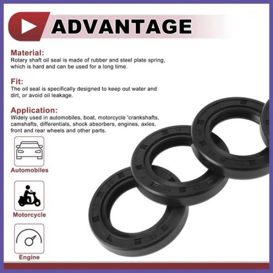 Rotary Shaft Seal Oil Seal Nitrile 70 Durometer Rubber 25x40x7mm Black 5 Pcs New