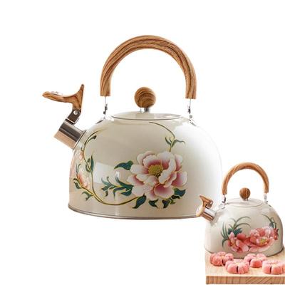 Bouilloire à thé florale pour cuisinière Bouilloire de cuisine 3L Théière florale avec poignée Vintage pour cuisinière Décor de cuisine maison Pendaison de crémaillère