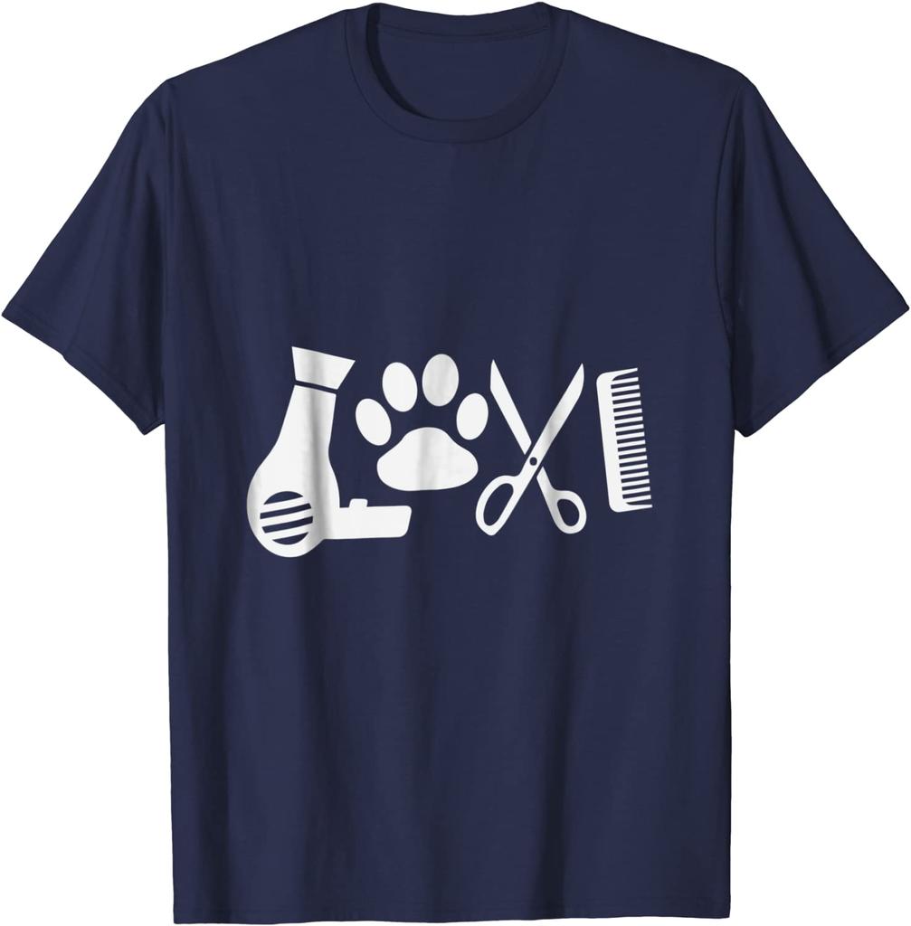Dog Groomer Love T Shirt Dog Grooming Hairdryer Paw Scissors