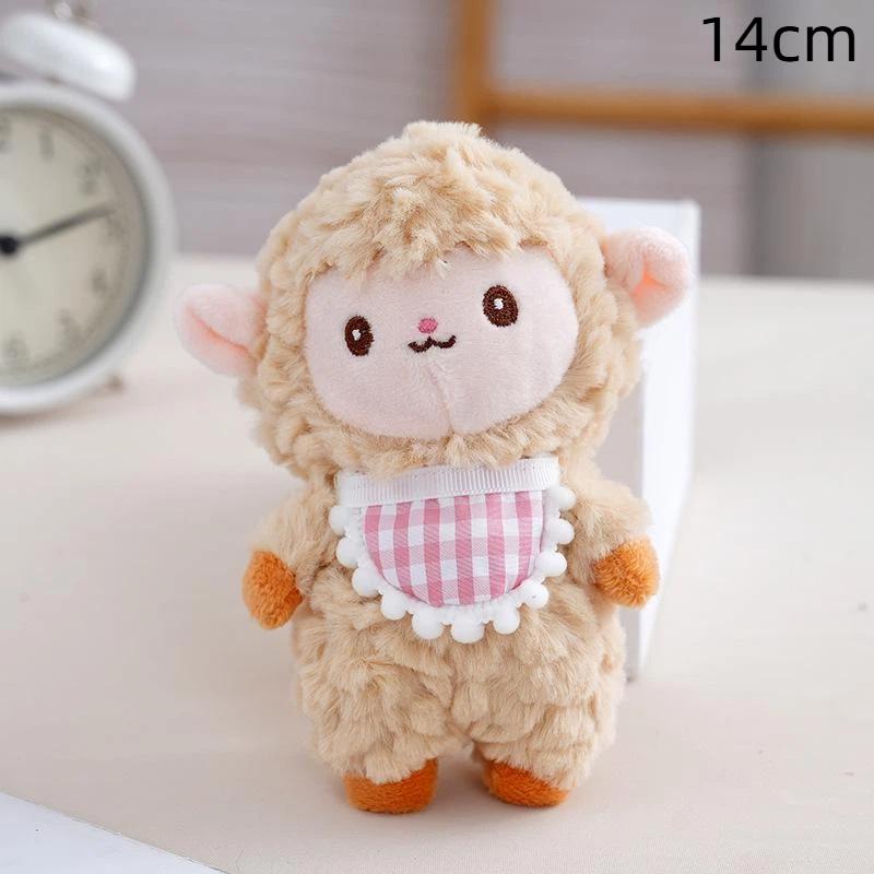 Cute Plush Bib Sheep Keychain Cartoon Animal Stuffed Charm for Backpack Decoration Girls Easter Gift