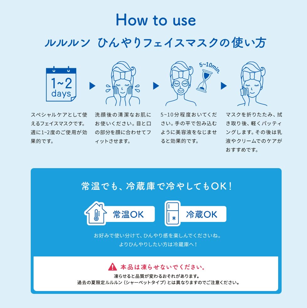 LuLuLun Premium Lululun Cool Mask 1 sheet x 5 bags Face mask Rough skin Pore mask Face Summer Cool feeling