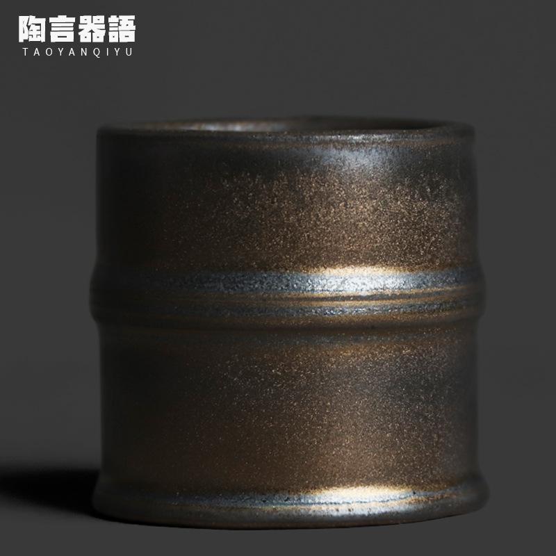 

100ml Black Gold Bamboo Joint Teacup Luxury Tea Bowl Water Jug Tea-tasting Fragrance Cup Chazhan Master Cups Chinese Teaware Set As Your Choose