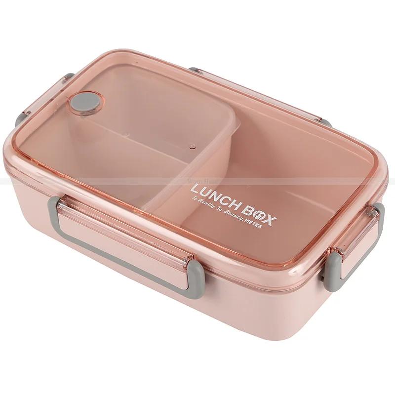 Microwave Lunch Box Leak-Proof Independent Lattice Bento Lunch Box for Kids Bento Box Portable Food Container 23cmx15cmx7cm
