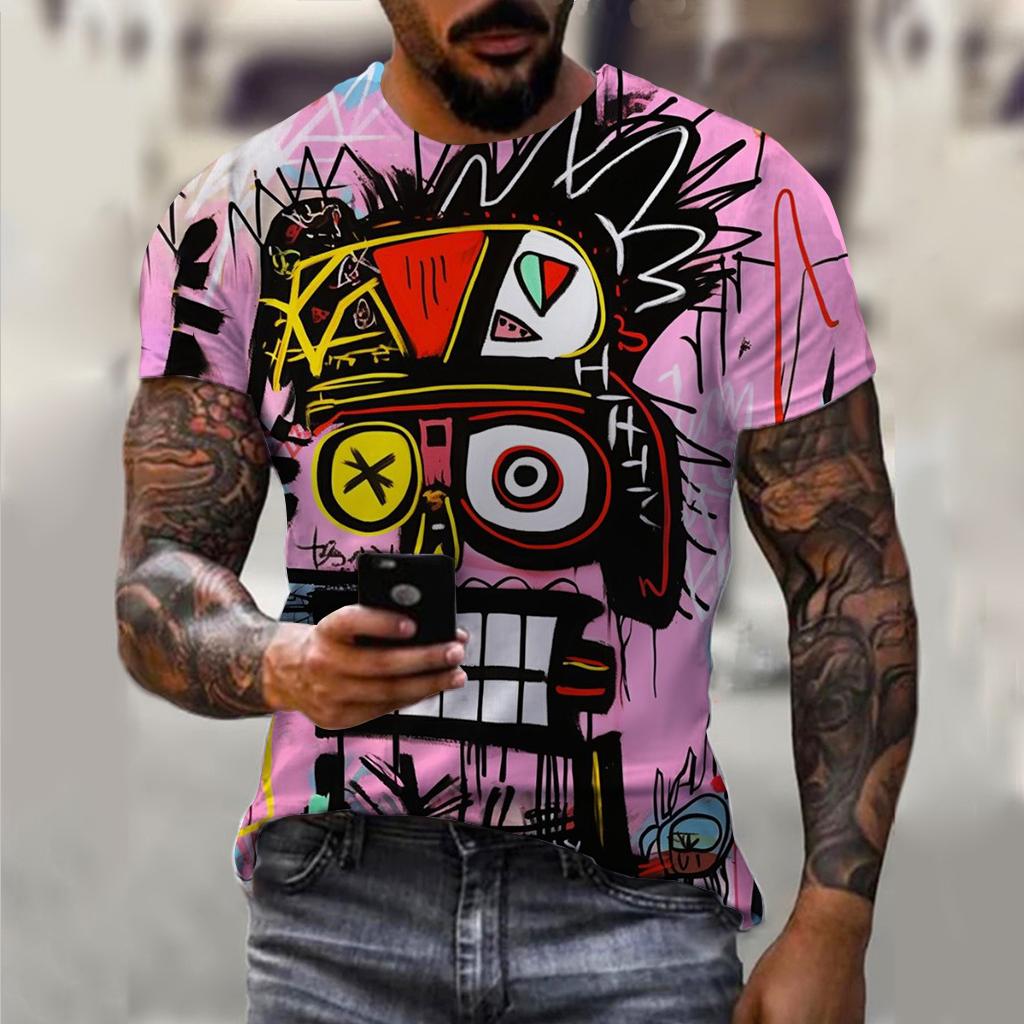Men's and women's summer fashion HD 3D printing abstract art print T-shirt casual polyester round neck casual short sleeve