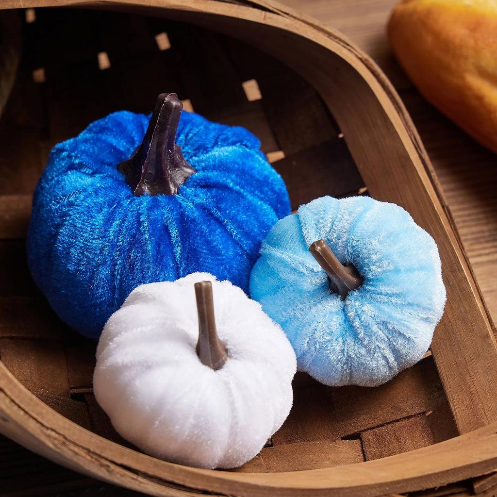 Decor 12pcs Artificial Fake Velvet Pumpkins Decoration For Fall Home Thanksgiving Decorative